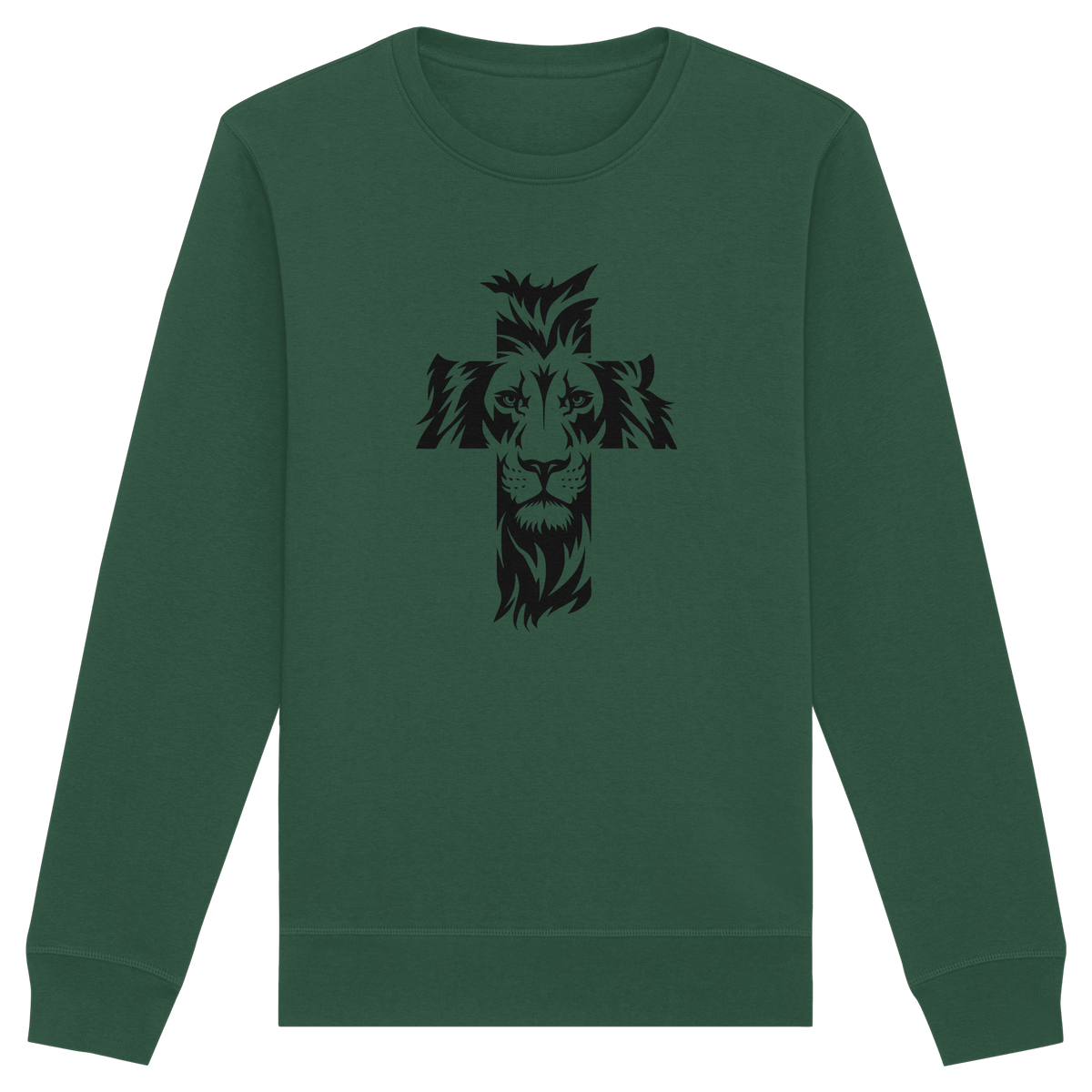 Der Löwe im Kreuz – Mut und Gnade vereint | Christliche Kleidung - Organic Basic Unisex Sweatshirt - GfoitMa - Bottle Green / XS