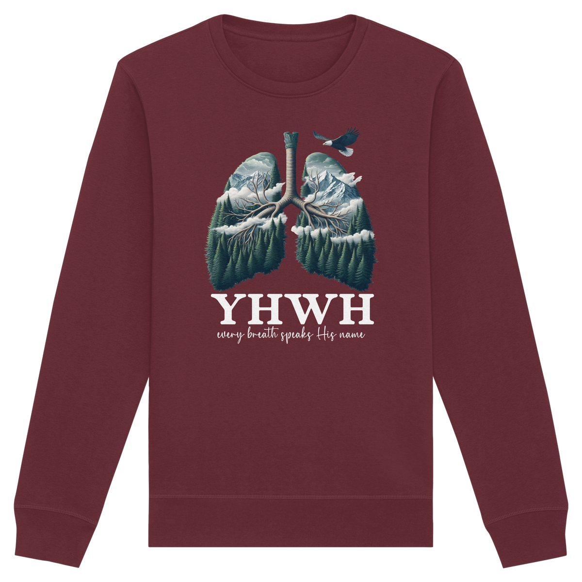 YHWH – Every Breath Speaks His Name | Atem des Lebens | Christliches Design - Organic Basic Unisex Sweatshirt - GfoitMa - Burgundy / XS