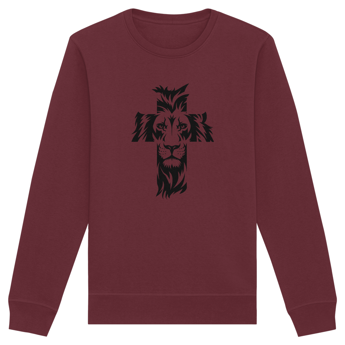 Der Löwe im Kreuz – Mut und Gnade vereint | Christliche Kleidung - Organic Basic Unisex Sweatshirt - GfoitMa - Burgundy / XS