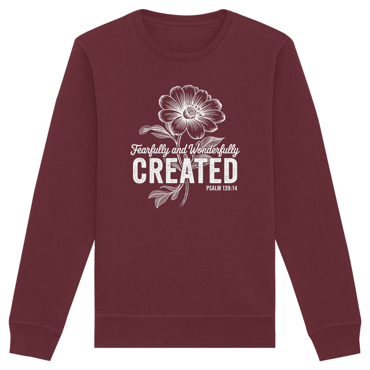 Fearfully and Wonderfully Created – Floral Grace Design - Organic Basic Unisex Sweatshirt