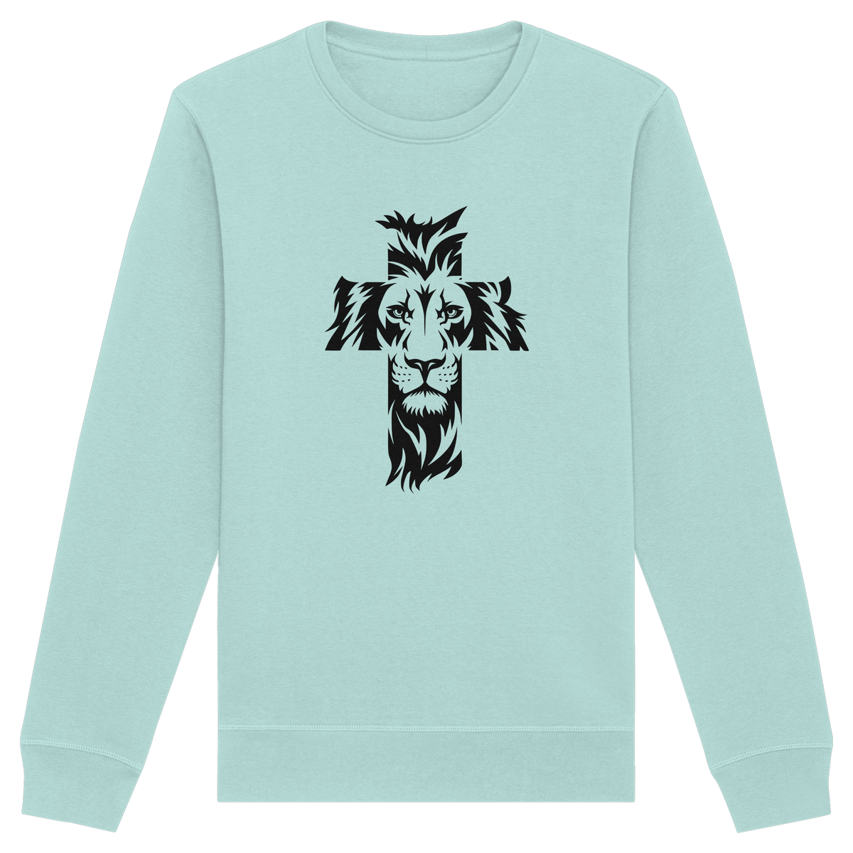 Der Löwe im Kreuz – Mut und Gnade vereint | Christliche Kleidung - Organic Basic Unisex Sweatshirt - GfoitMa - Caribbean Blue / XS