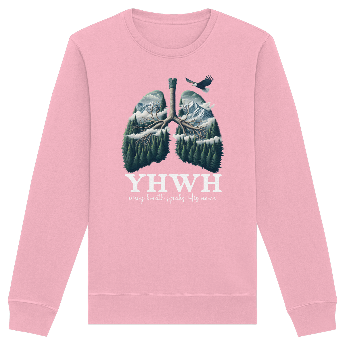 YHWH – Every Breath Speaks His Name | Atem des Lebens | Christliches Design - Organic Basic Unisex Sweatshirt - GfoitMa - Cotton Pink / XS