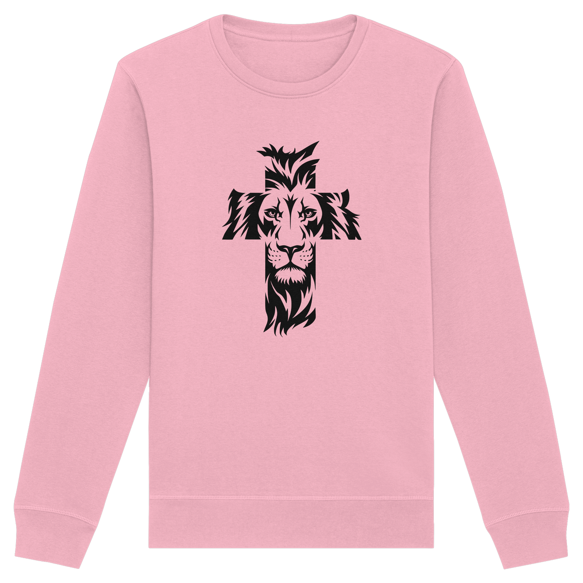 Der Löwe im Kreuz – Mut und Gnade vereint | Christliche Kleidung - Organic Basic Unisex Sweatshirt - GfoitMa - Cotton Pink / XS