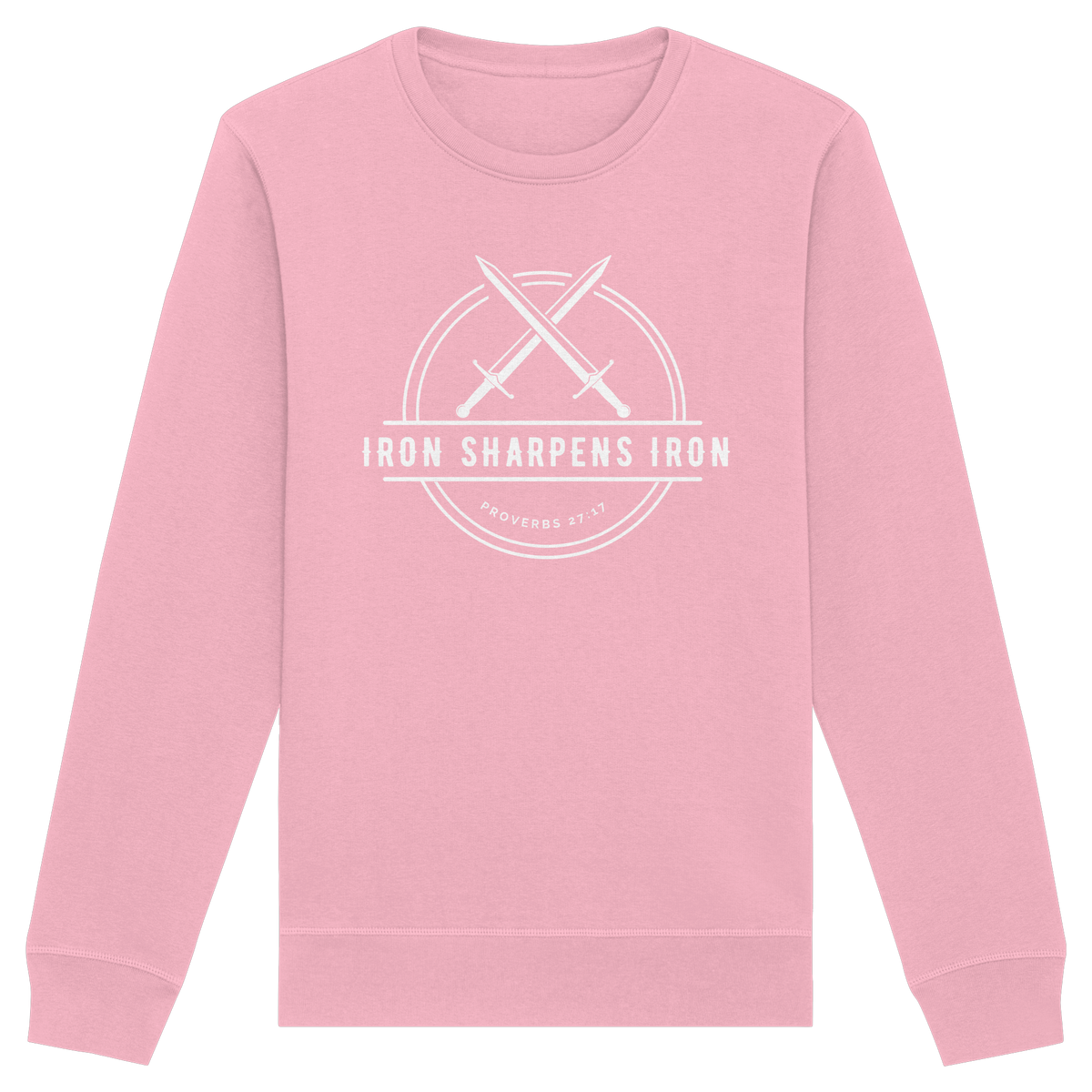 Eisen schärft Eisen - Inspiriert von Sprüche 27:17 - Organic Basic Unisex Sweatshirt - GfoitMa - Cotton Pink / XS