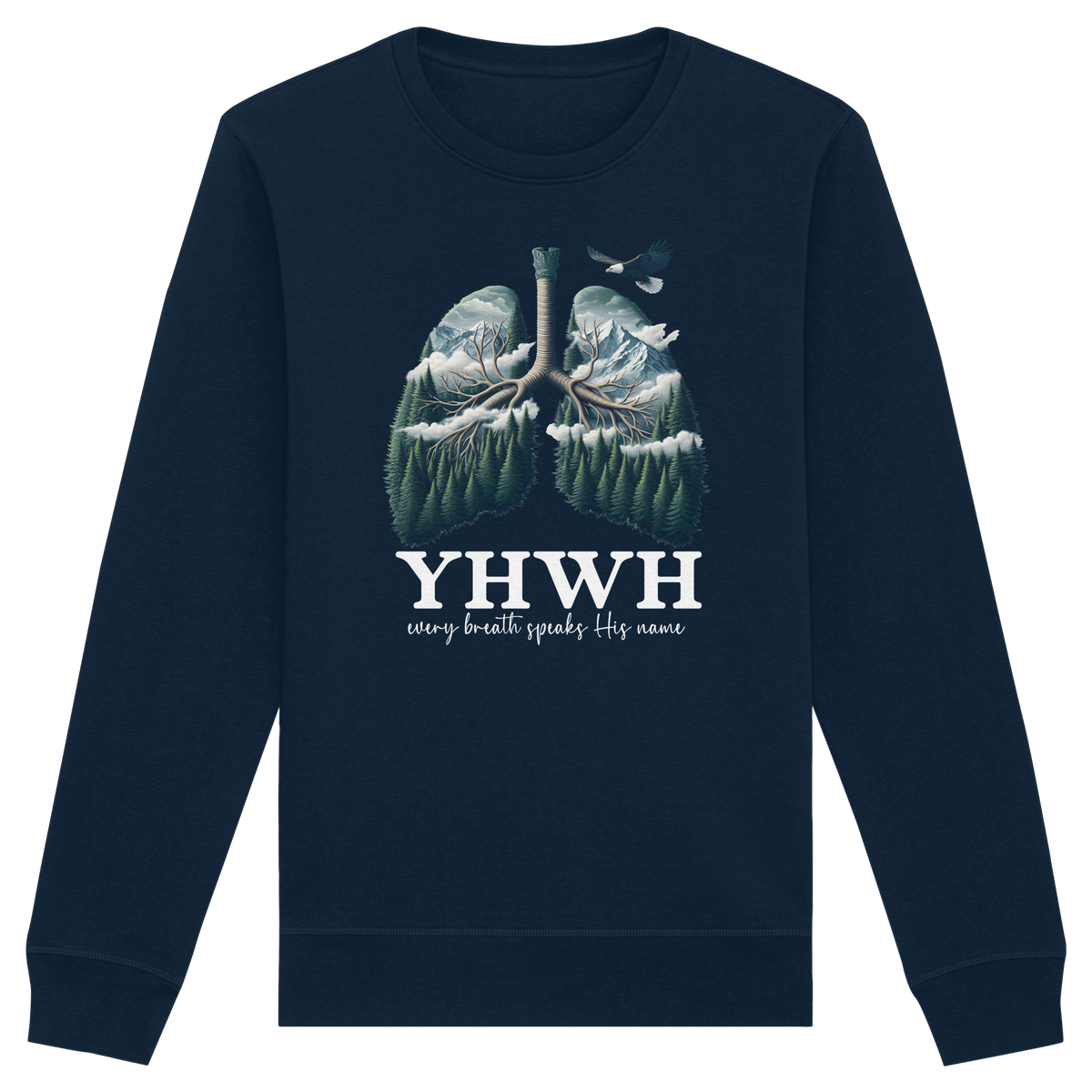 YHWH – Every Breath Speaks His Name | Atem des Lebens | Christliches Design - Organic Basic Unisex Sweatshirt - GfoitMa - French Navy / XS