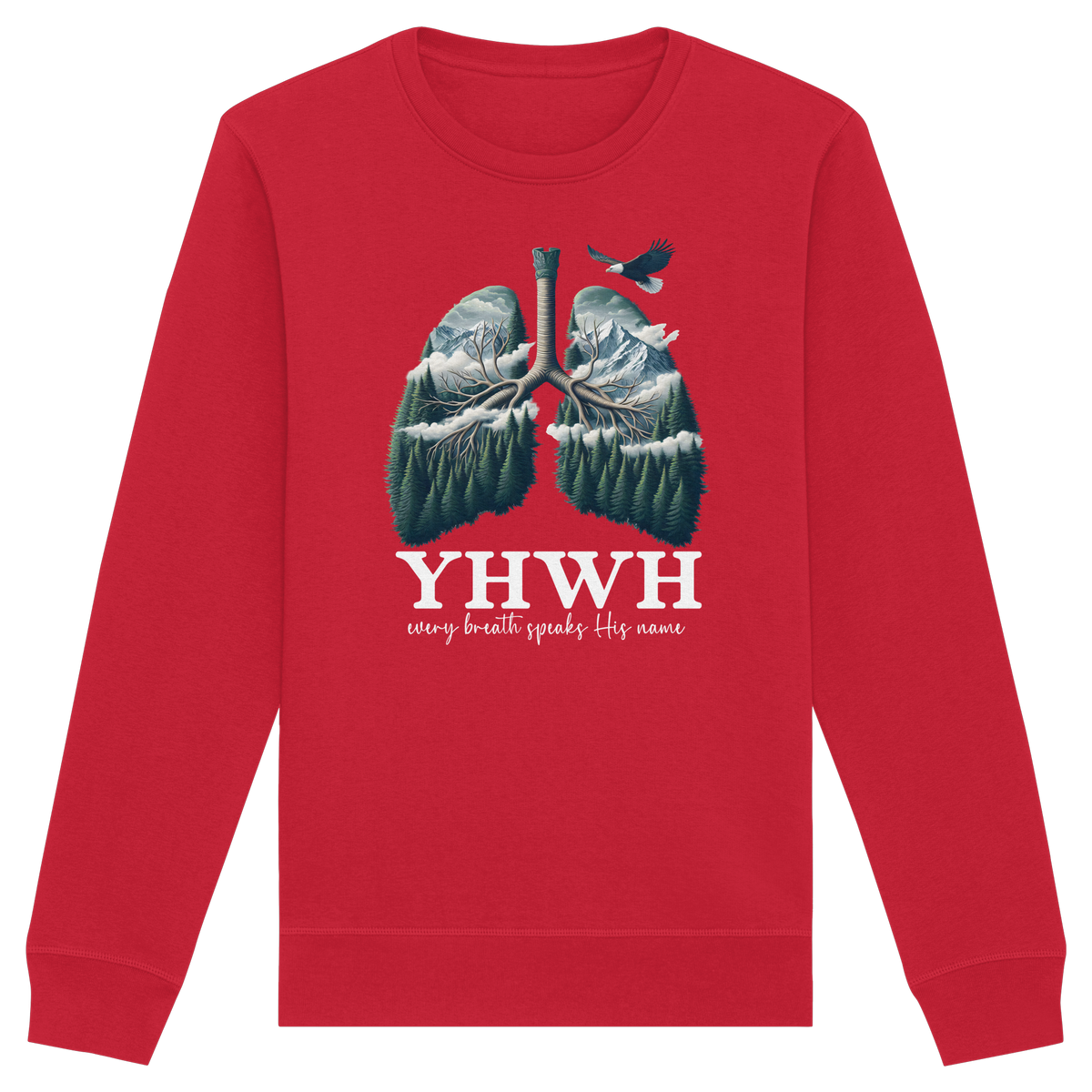 YHWH – Every Breath Speaks His Name | Atem des Lebens | Christliches Design - Organic Basic Unisex Sweatshirt - GfoitMa - Red / XS