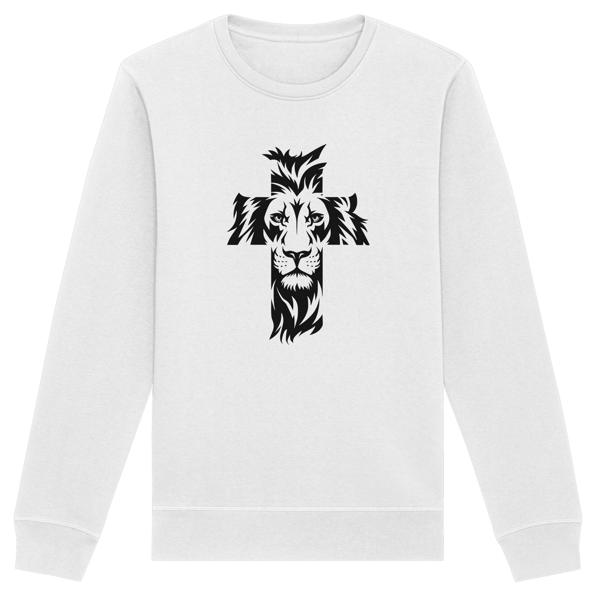 Der Löwe im Kreuz – Mut und Gnade vereint | Christliche Kleidung - Organic Basic Unisex Sweatshirt - GfoitMa - White / XS