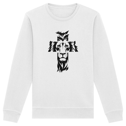 Der Löwe im Kreuz – Mut und Gnade vereint | Christliche Kleidung - Organic Basic Unisex Sweatshirt - GfoitMa - White / XS