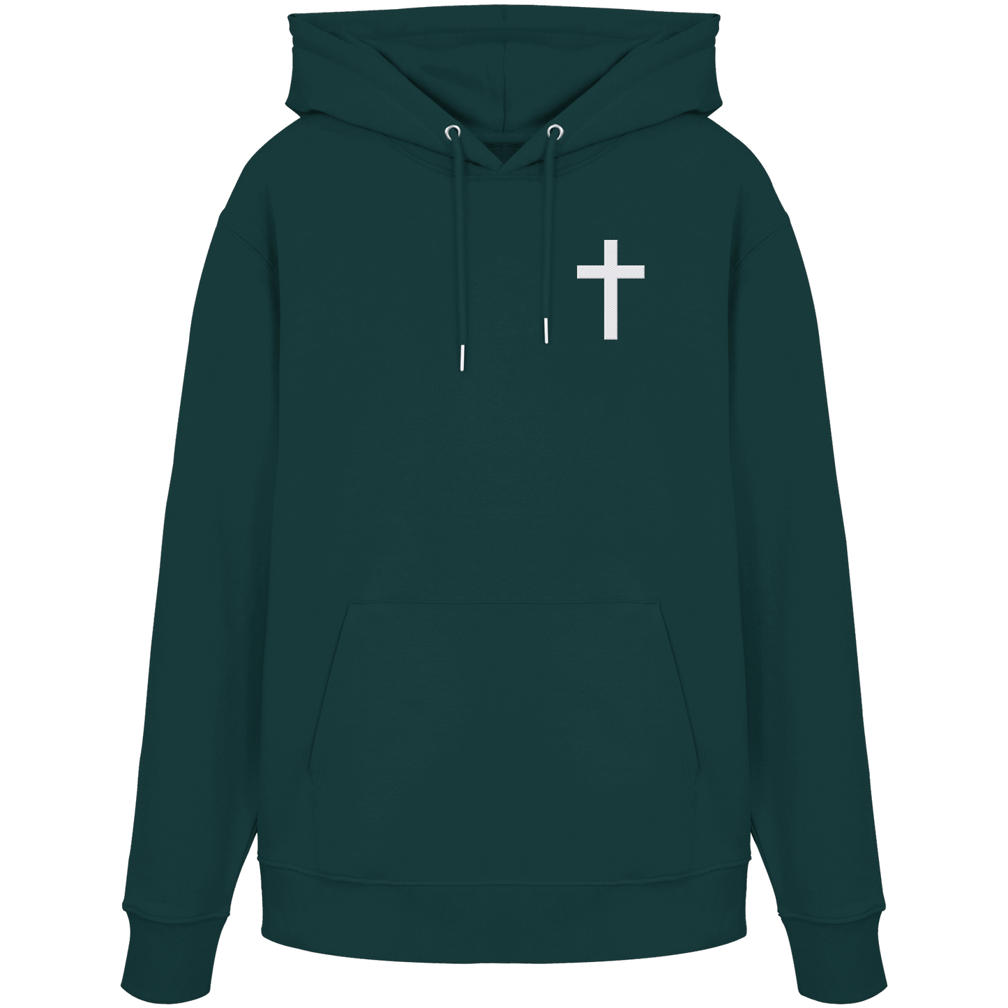 Kreuz gestickt – schlichtes Design mit tiefer Bedeutung (Stick) - Organic Hoodie