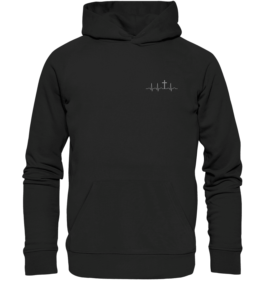 Mein Herz schlägt für Jesus - Organic Hoodie (Stick)