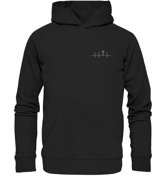 Mein Herz schlägt für Jesus - Organic Hoodie (Stick)