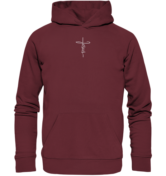 Jesus in the form of a cross - Embroidery (White) - Organic Hoodie (Embroidery)
