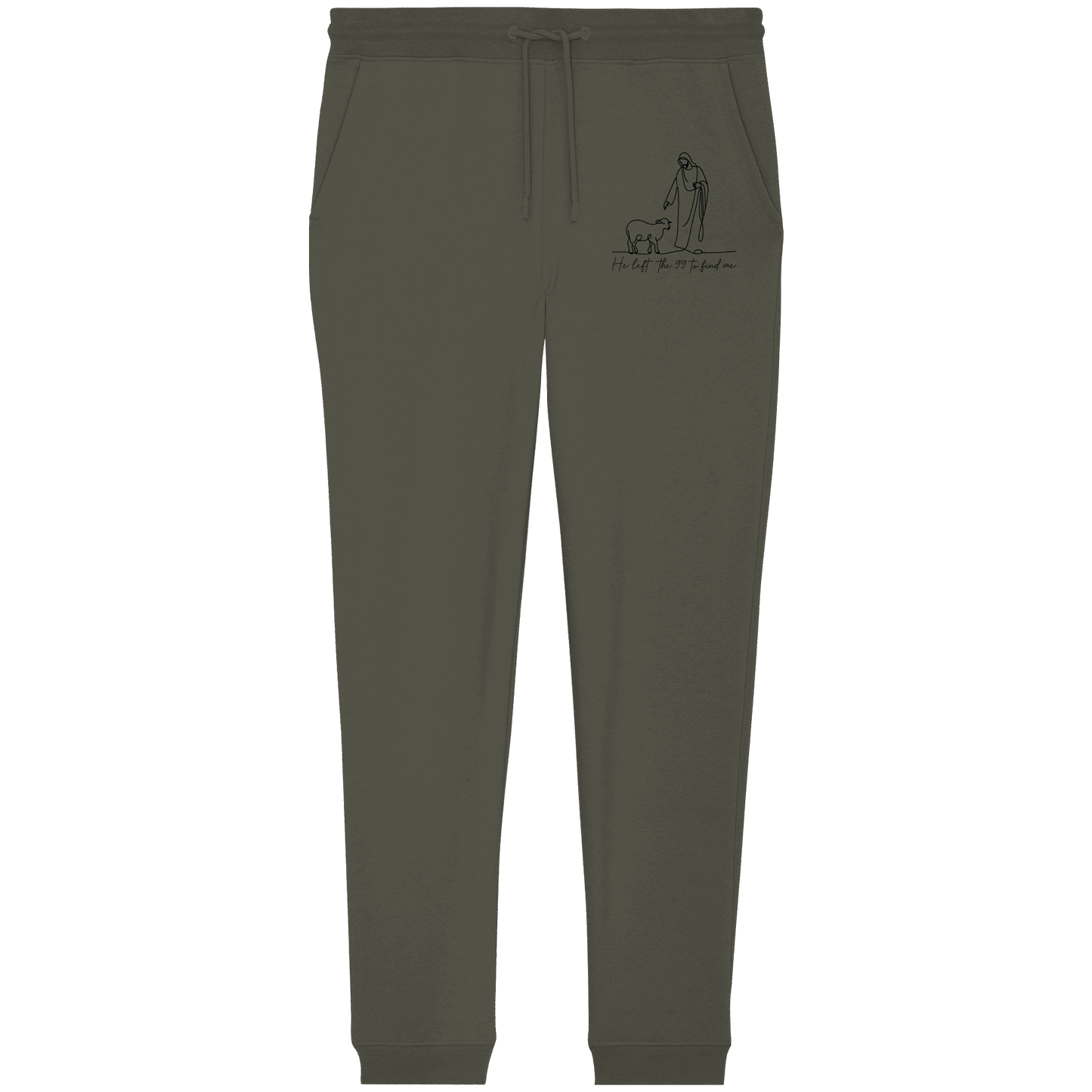 He Left the 99 to Find Me – Kraftvolle Botschaft in minimalistischem Design | Christliche Kleidung - Organic Jogger Pants