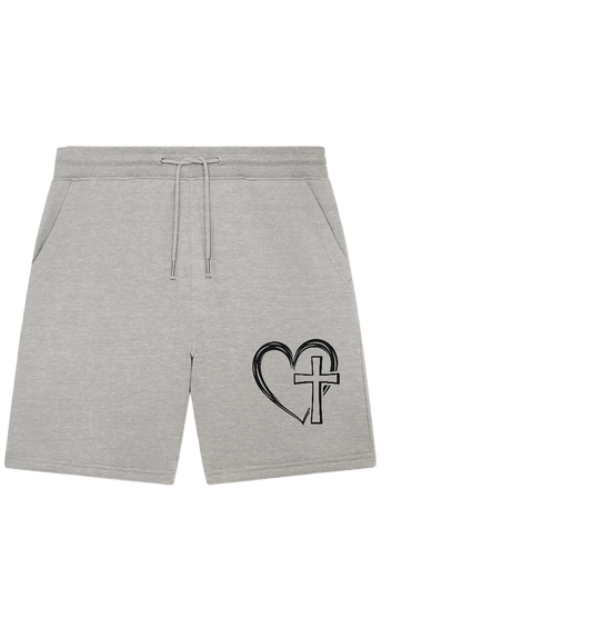Heart &amp; Cross Design - Organic Jogger Shorts