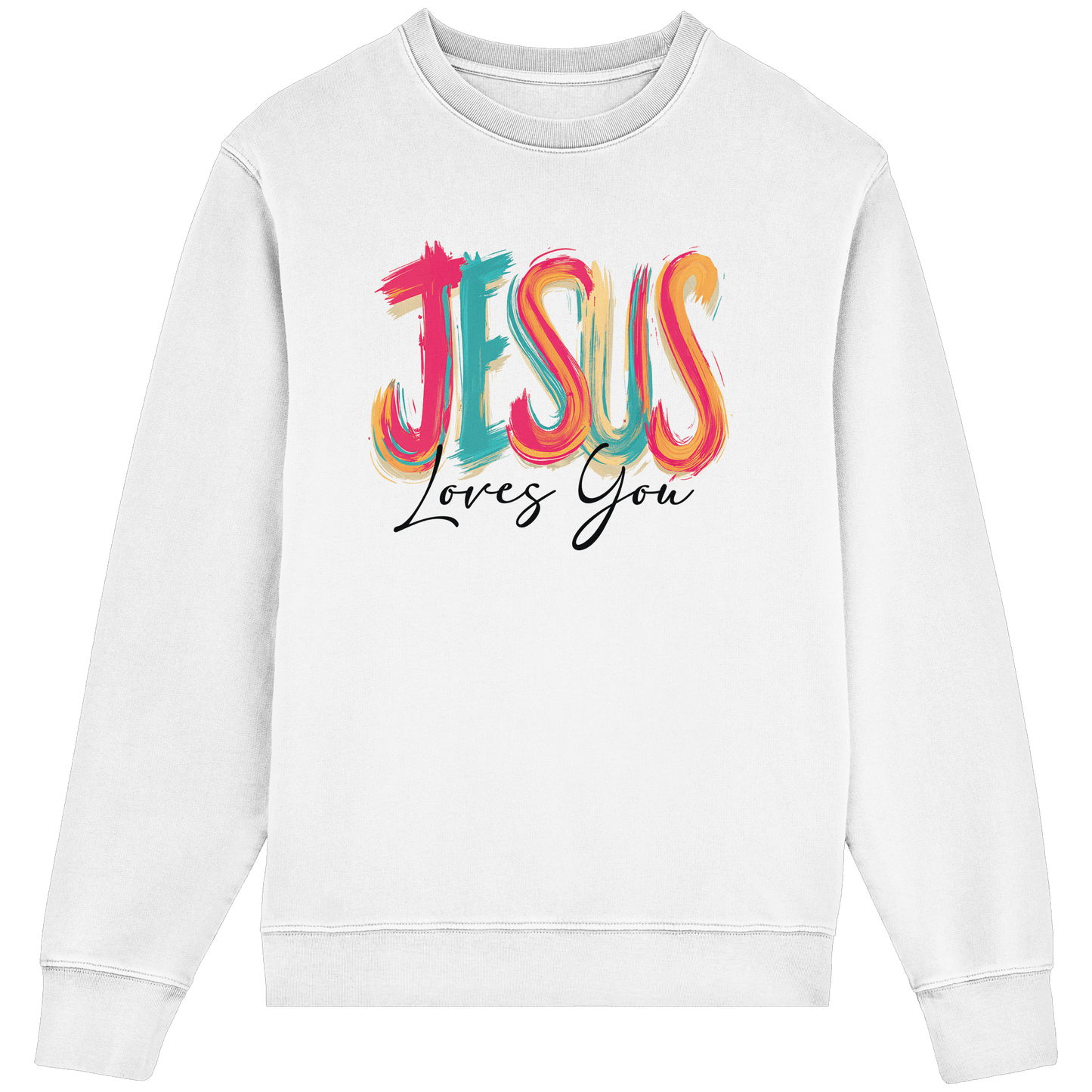 Jesus Loves You – Buntes Design voller Hoffnung und Liebe | Christliches Design - Organic Lightweight Sweatshirt
