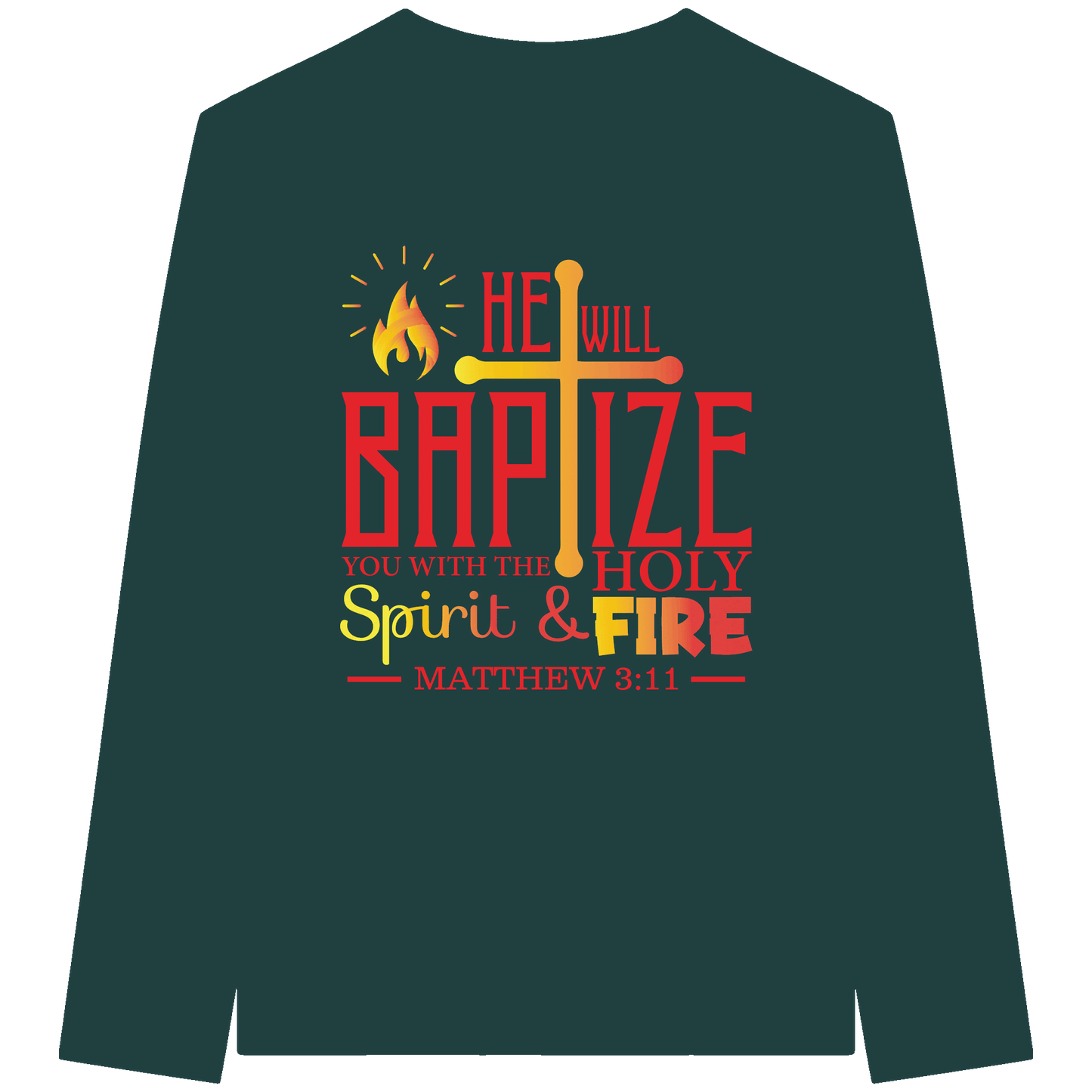 Getauft mit Geist und Feuer – Matthäus 3,11 | Christliches Design - Organic Longsleeve T-Shirt