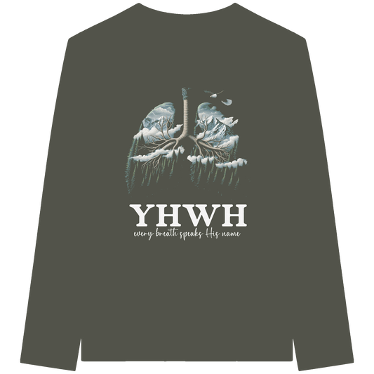 YHWH – Every Breath Speaks His Name | Atem des Lebens | Christliches Design - Organic Longsleeve T-Shirt