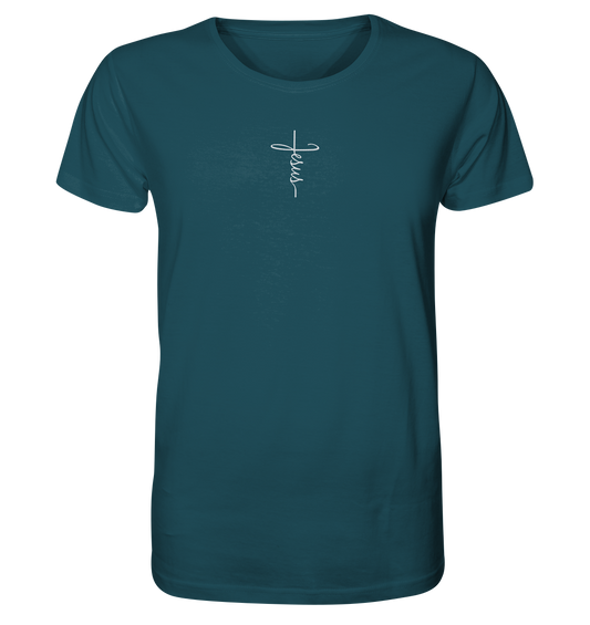 Jesus in the form of a cross - Embroidery (White) - Organic Shirt (Embroidery)