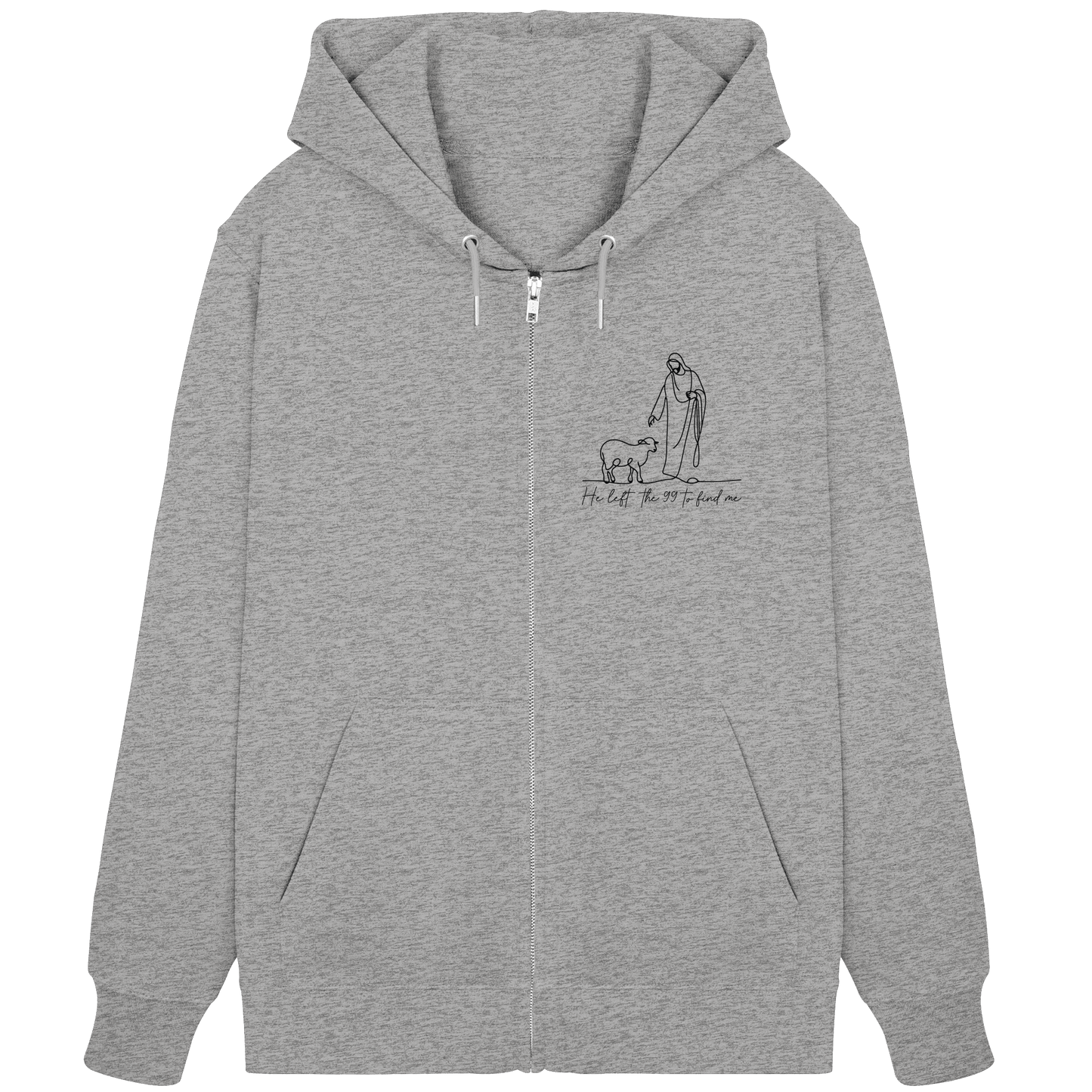 He Left the 99 to Find Me – Kraftvolle Botschaft in minimalistischem Design | Christliche Kleidung - Organic Zipper