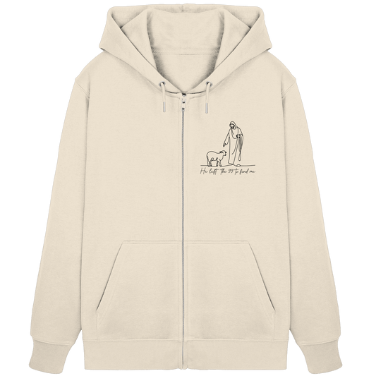 He Left the 99 to Find Me – Kraftvolle Botschaft in minimalistischem Design | Christliche Kleidung - Organic Zipper