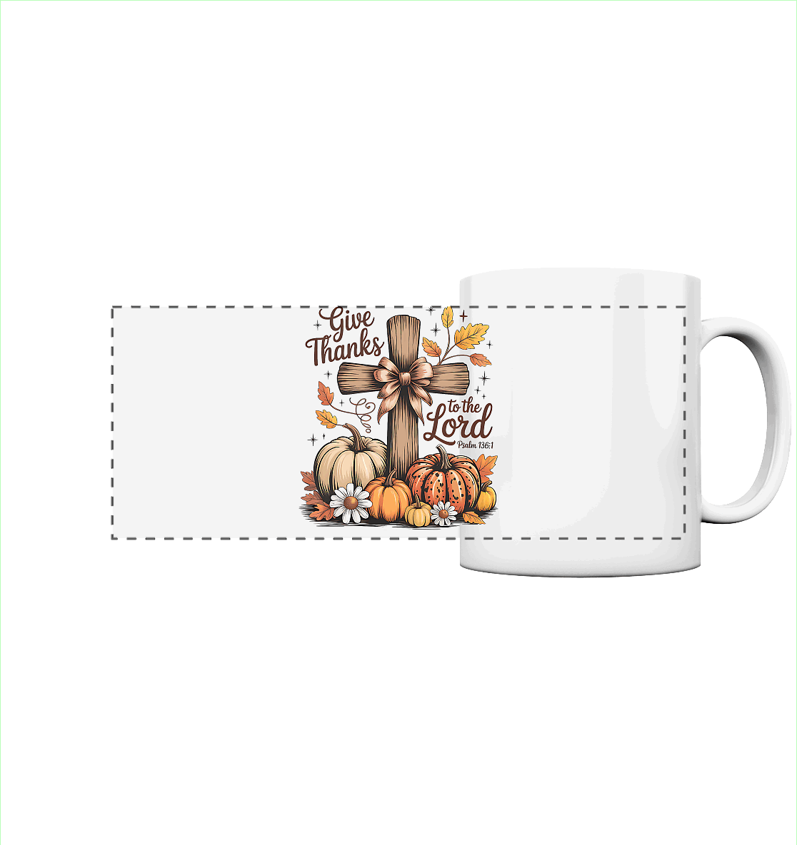Give Thanks to the Lord – Psalm 136:1 | Christliche Kleidung & Geschenke im Retro-Design - Panorama Tasse