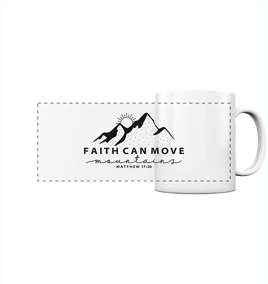 Faith Can Move Mountains – Schlichter christlicher Berg-Print | Christian Statement - Panorama Tasse