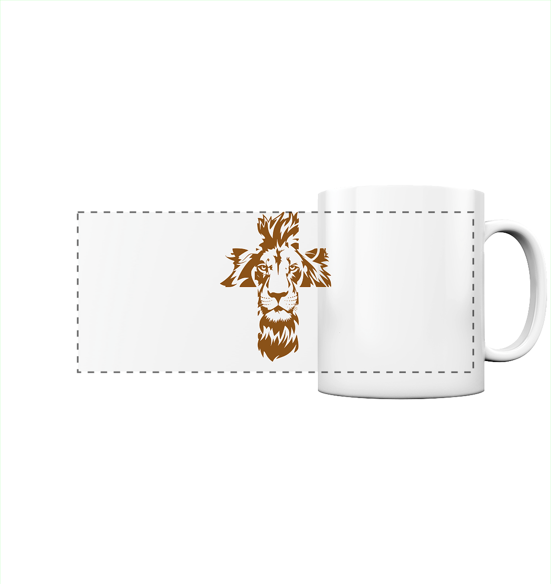 Under the sign of the lion – firmly rooted in faith | Christian clothing - Panorama mug