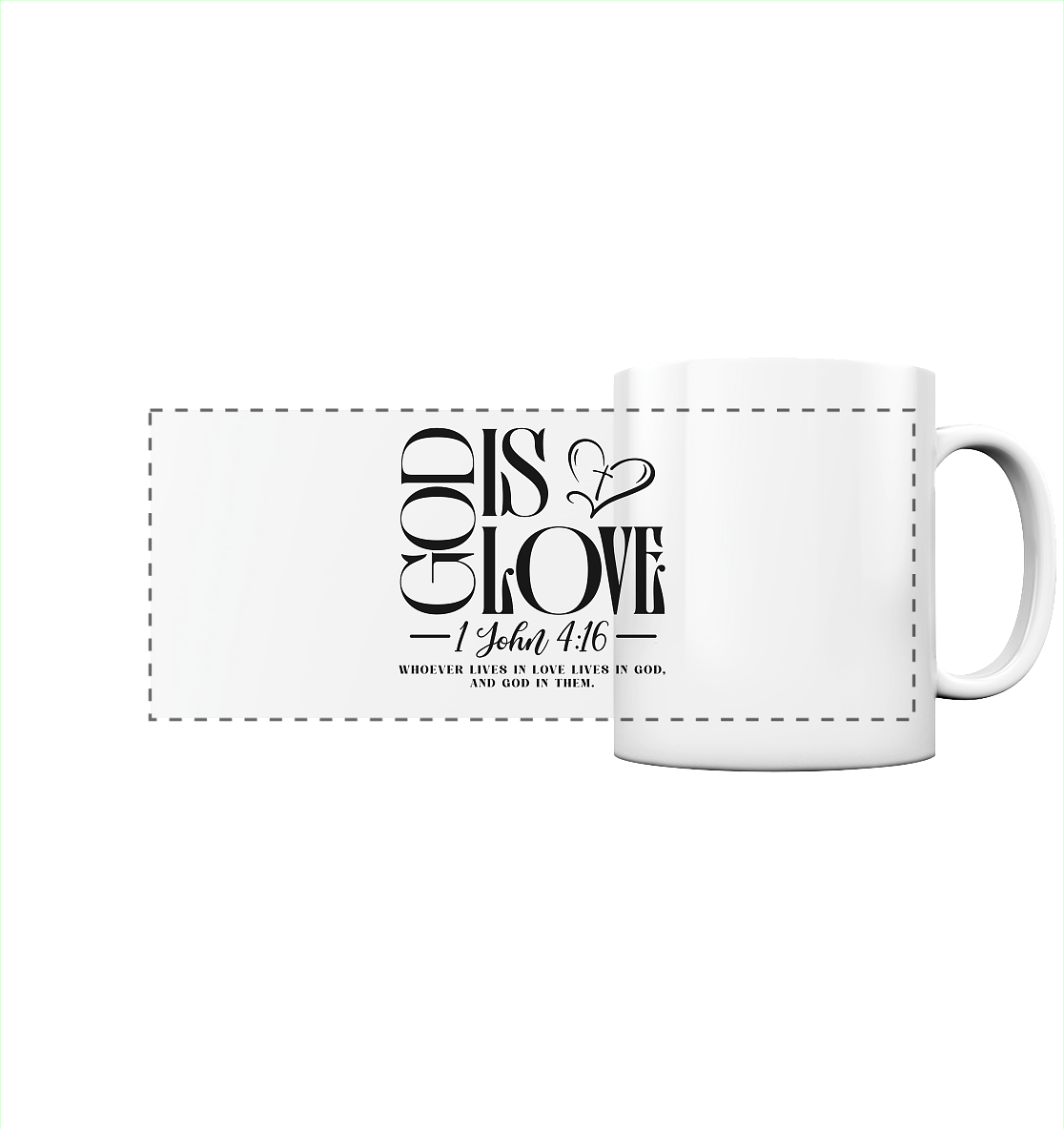 God Is Love – 1. John 4:16 | Ein Statement des Glaubens - Panorama Tasse