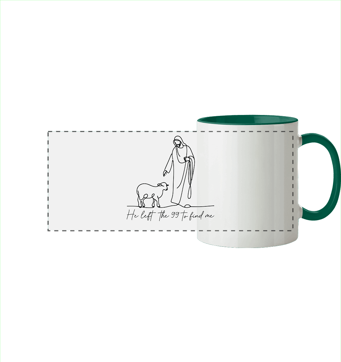 He Left the 99 to Find Me – Kraftvolle Botschaft in minimalistischem Design | Christliche Kleidung - Panorama Tasse zweifarbig