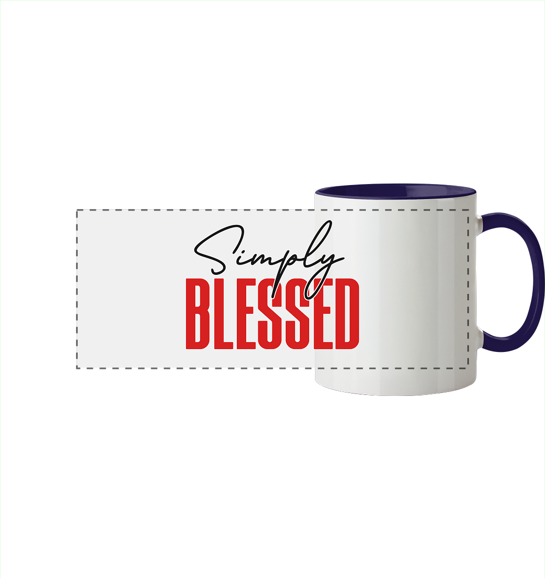 Simply Blessed | Christliches Design mit klarer Botschaft - Panorama Tasse zweifarbig