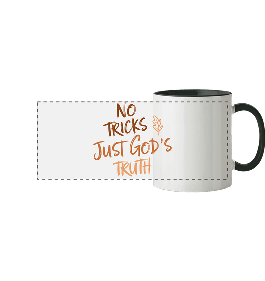 No Tricks – Just God’s Truth | Christliche Kleidung & Geschenke im Retro-Design für Herbst & Halloween - Panorama Tasse zweifarbig