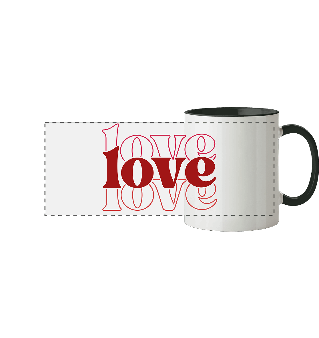 Love – Die größte Kraft - Panorama Tasse zweifarbig