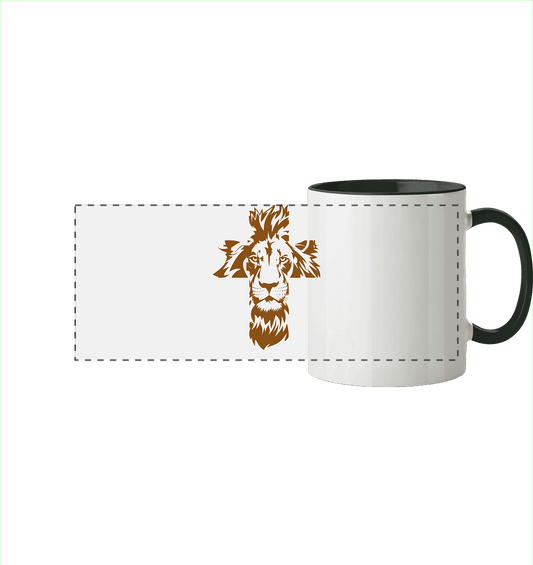 Im Zeichen des Löwen – Fest verwurzelt im Glauben | Christliche Kleidung - Panorama Tasse zweifarbig