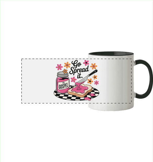 Go Spread It – The Gospel | Christliche Produkte - Panorama Tasse zweifarbig