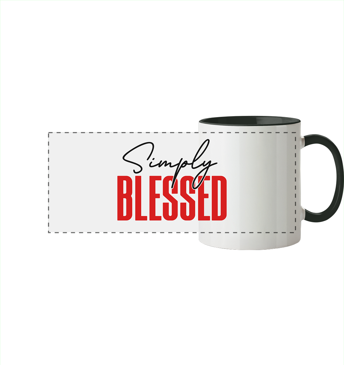 Simply Blessed | Christliches Design mit klarer Botschaft - Panorama Tasse zweifarbig