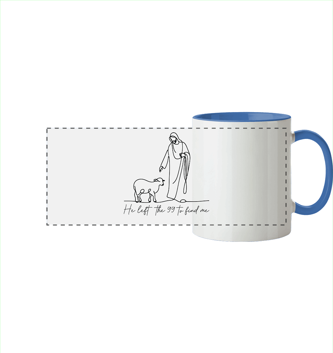 He Left the 99 to Find Me – Kraftvolle Botschaft in minimalistischem Design | Christliche Kleidung - Panorama Tasse zweifarbig