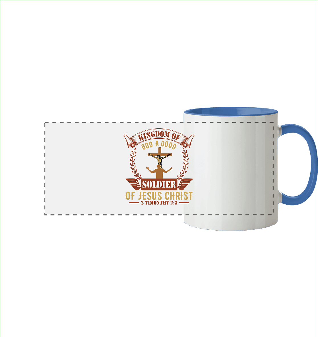 Kingdom of God – A Good Soldier of Jesus Christ | Christliches Design in Braun - Panorama Tasse zweifarbig