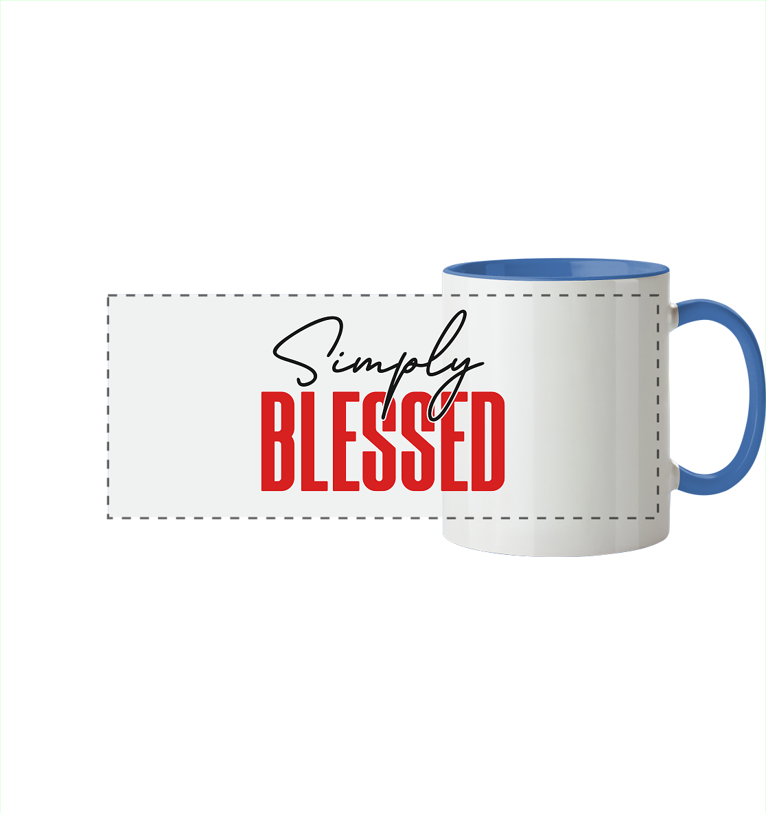 Simply Blessed | Christliches Design mit klarer Botschaft - Panorama Tasse zweifarbig