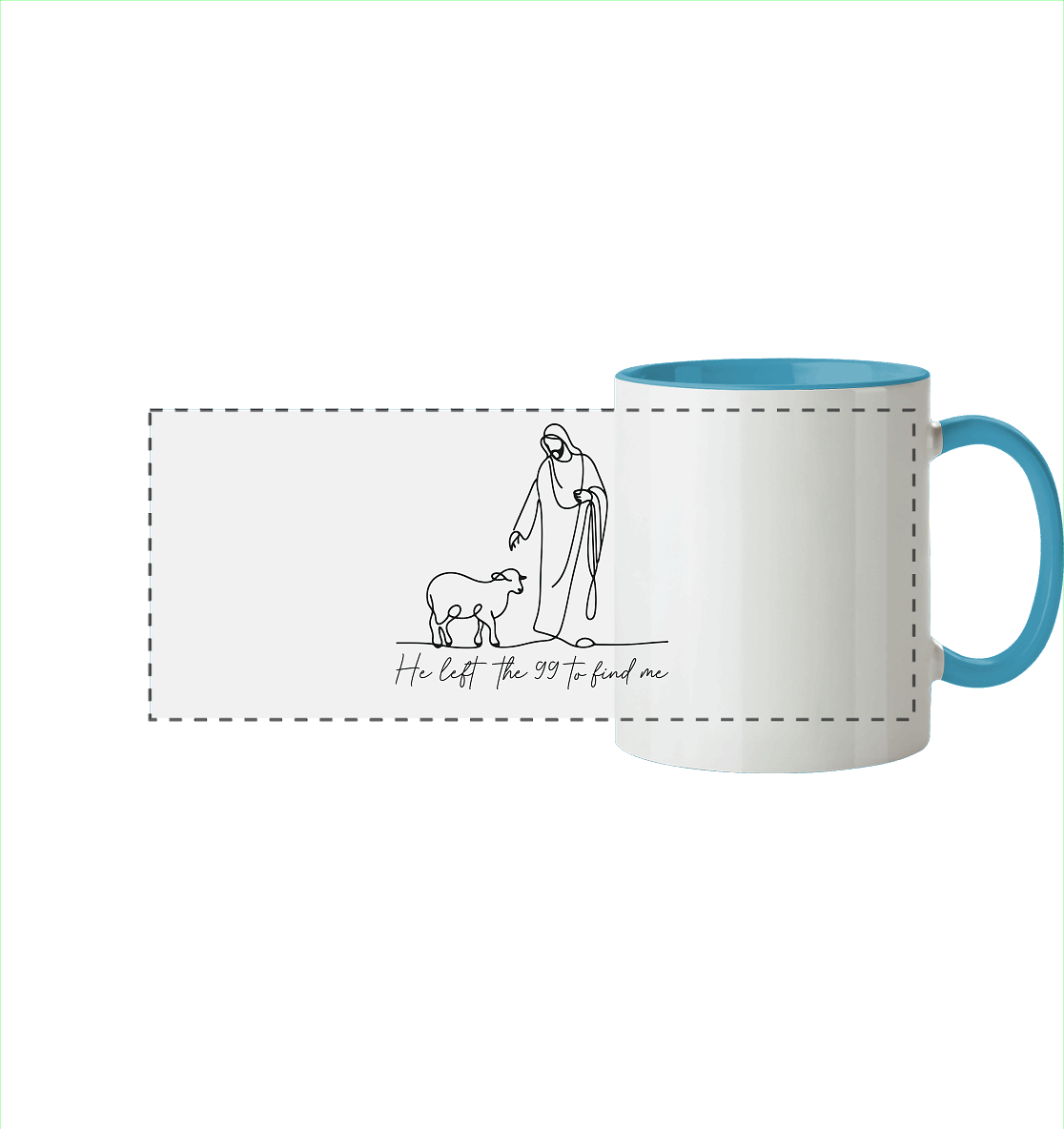 He Left the 99 to Find Me – Kraftvolle Botschaft in minimalistischem Design | Christliche Kleidung - Panorama Tasse zweifarbig