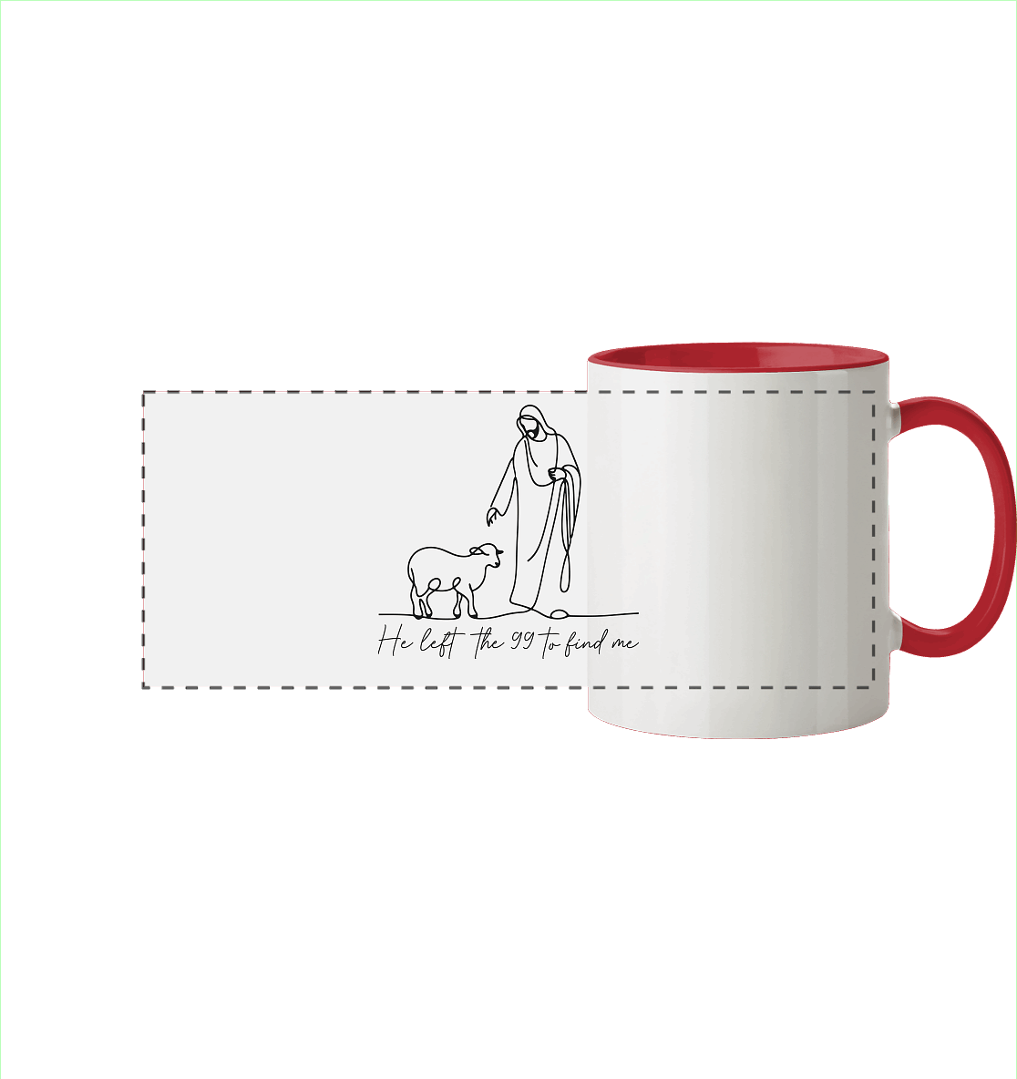 He Left the 99 to Find Me – Kraftvolle Botschaft in minimalistischem Design | Christliche Kleidung - Panorama Tasse zweifarbig