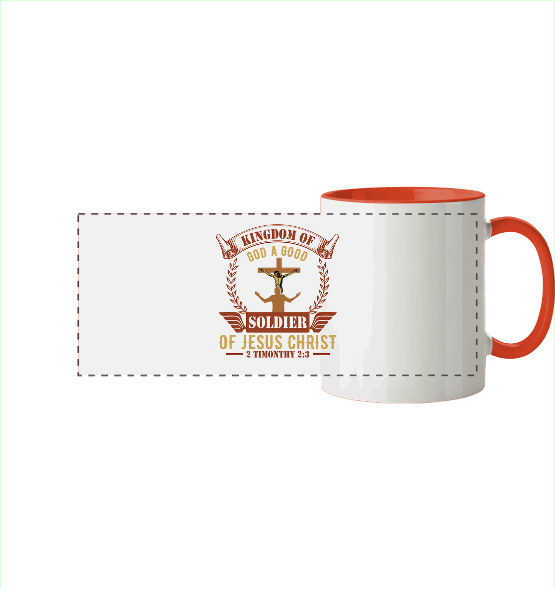 Kingdom of God – A Good Soldier of Jesus Christ | Christliches Design in Braun - Panorama Tasse zweifarbig