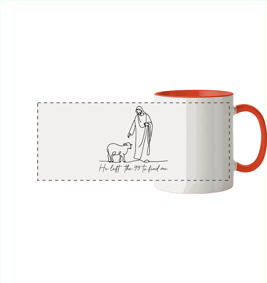 He Left the 99 to Find Me – Kraftvolle Botschaft in minimalistischem Design | Christliche Kleidung - Panorama Tasse zweifarbig