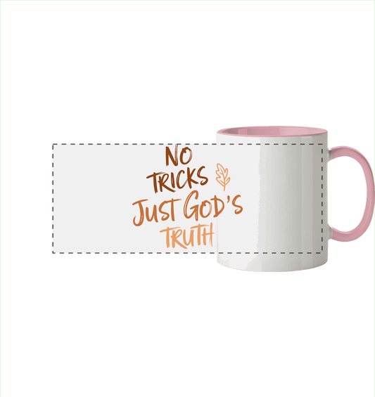 No Tricks – Just God’s Truth | Christliche Kleidung & Geschenke im Retro-Design für Herbst & Halloween - Panorama Tasse zweifarbig