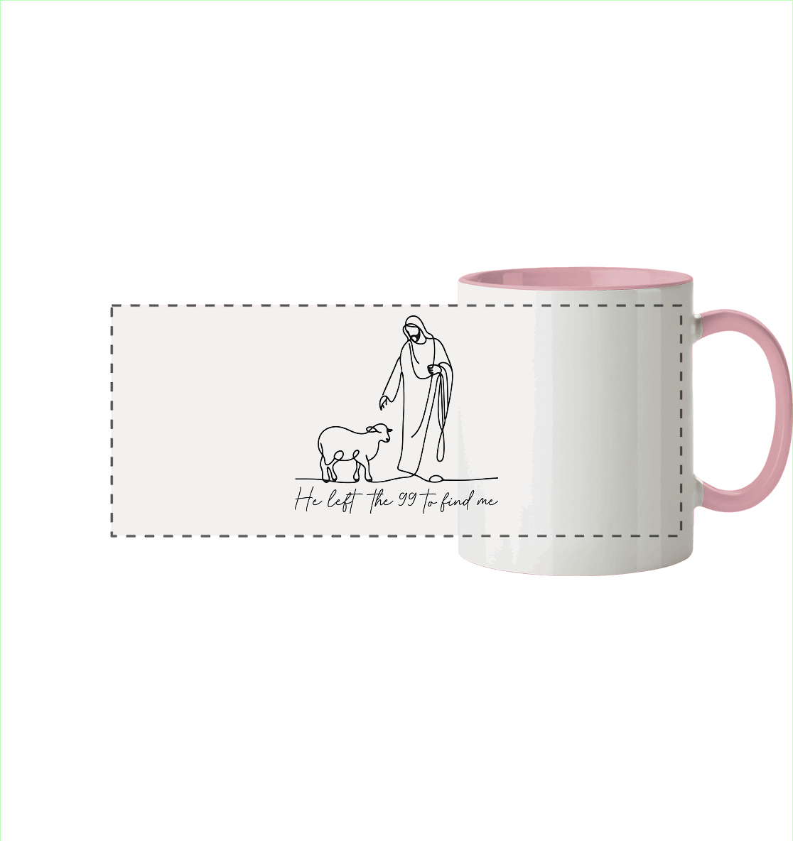 He Left the 99 to Find Me – Kraftvolle Botschaft in minimalistischem Design | Christliche Kleidung - Panorama Tasse zweifarbig