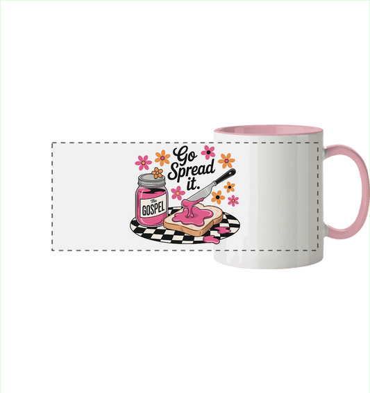 Go Spread It – The Gospel | Christliche Produkte - Panorama Tasse zweifarbig