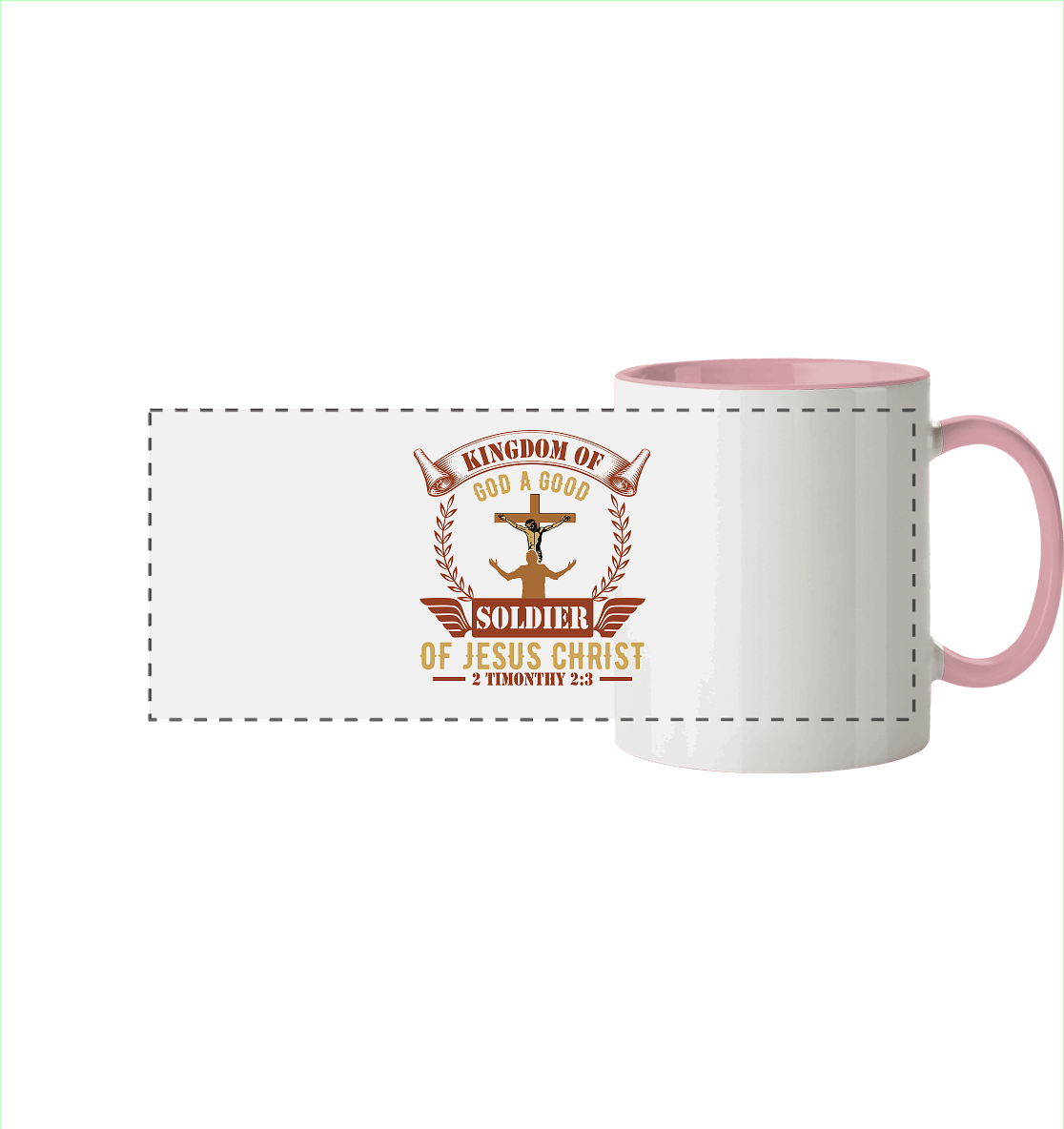 Kingdom of God – A Good Soldier of Jesus Christ | Christliches Design in Braun - Panorama Tasse zweifarbig