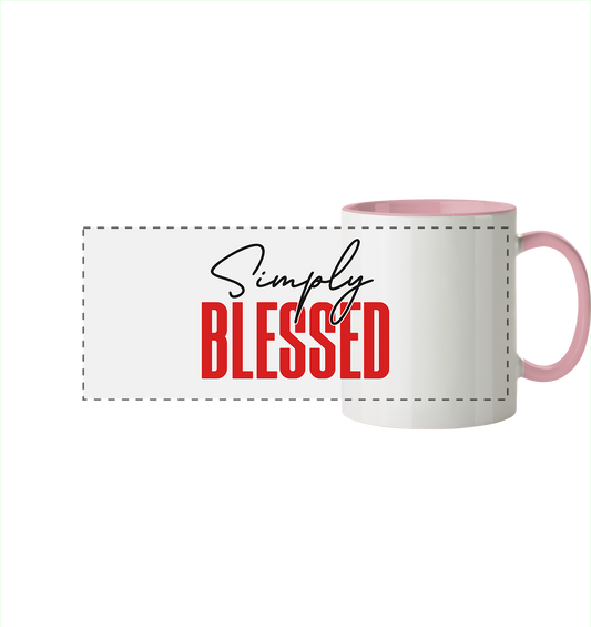 Simply Blessed | Christliches Design mit klarer Botschaft - Panorama Tasse zweifarbig