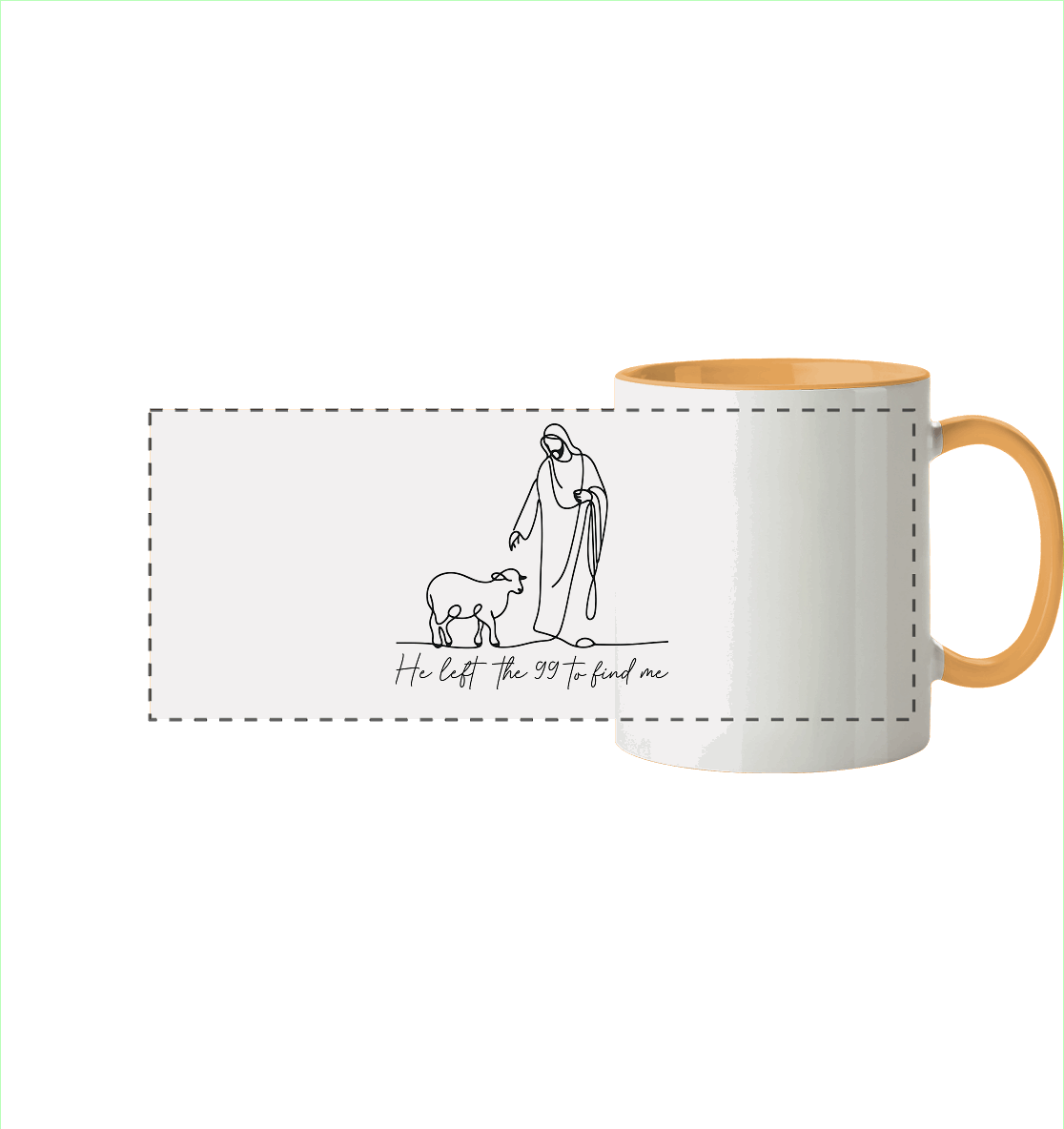 He Left the 99 to Find Me – Kraftvolle Botschaft in minimalistischem Design | Christliche Kleidung - Panorama Tasse zweifarbig