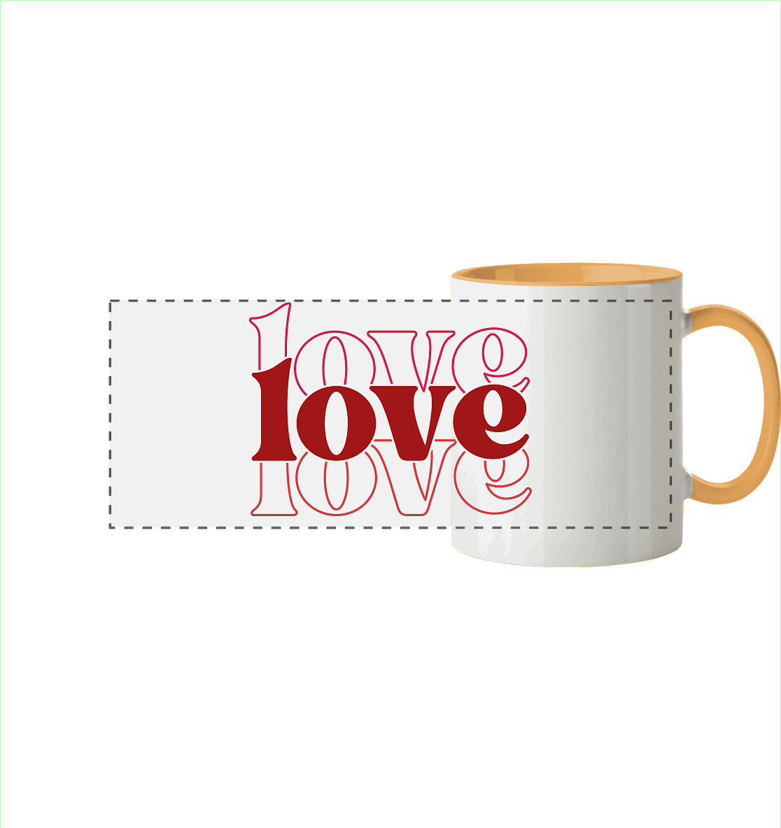 Love – Die größte Kraft - Panorama Tasse zweifarbig