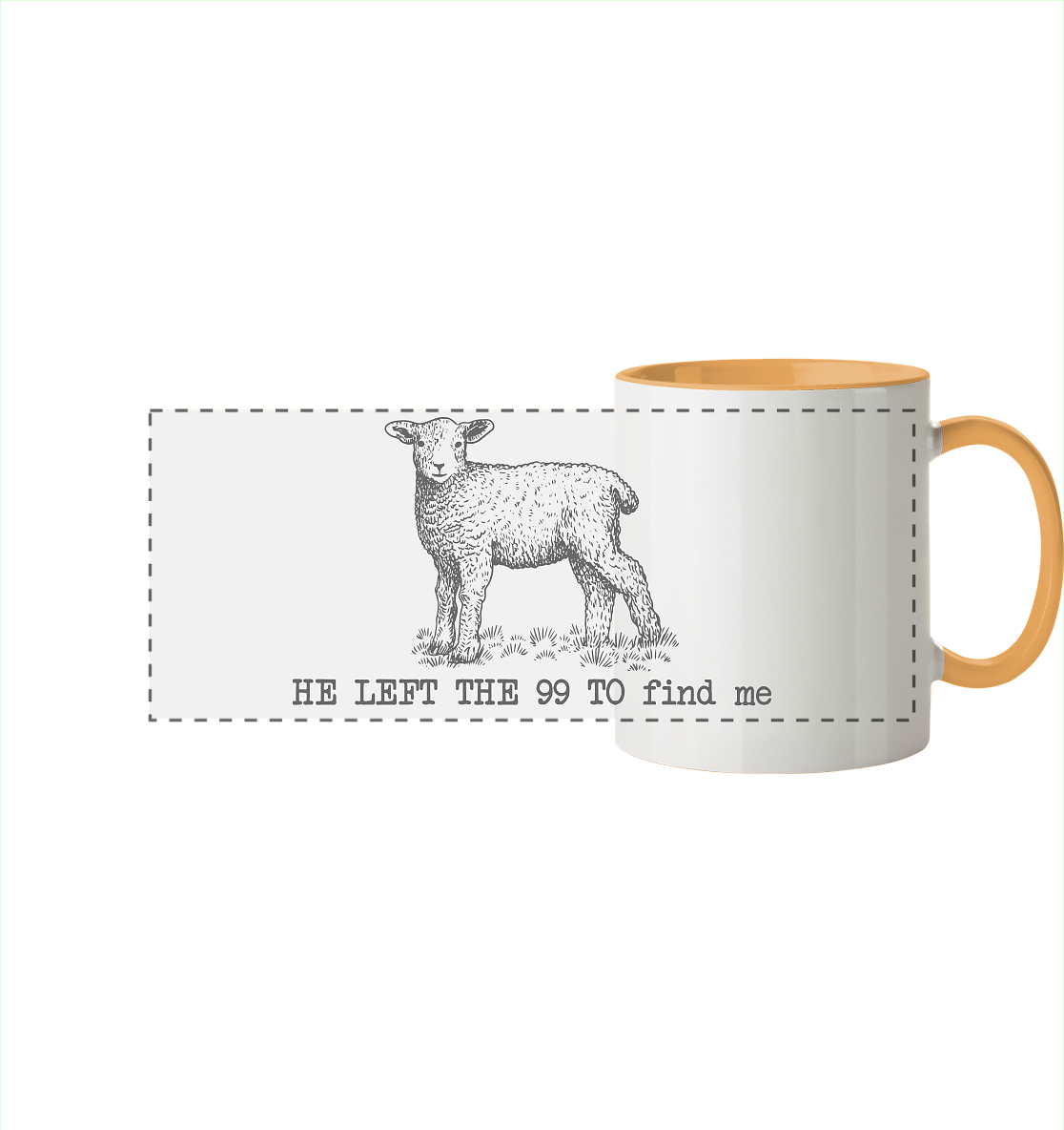 He Left the 99 to Find Me - Panorama Tasse zweifarbig - GfoitMa - Goldgelb / 330ml
